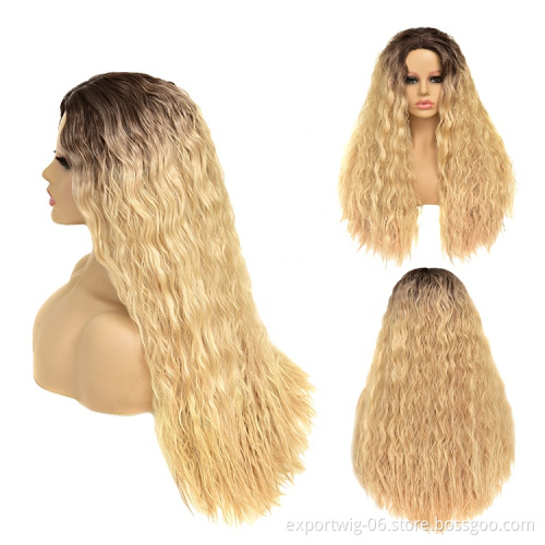 New Fashion Long Dark Women's Wigs Body Water Wave Heat Resistant Synthetic Wigs for Black Women African Headwraps Hair Wig